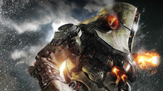 Futuristic man rain sky city - dieselpunk free wallpaper