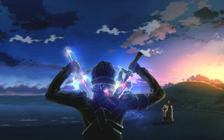 Sword holding aya goda sunset - ufotable free wallpaper for desktop