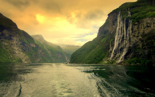 River mountain waterfall forest sunset 2 - a river next free wallpaper