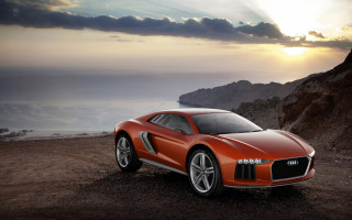 Car cliff ocean sunset clouds - a dark cloud in the sky free wallpaper