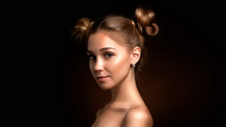Woman bun ponytail serious portrait - a woman free wallpaper