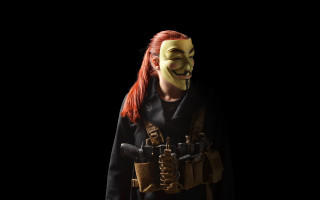 Woman mask gun dystopian armor - neoism free wallpaper