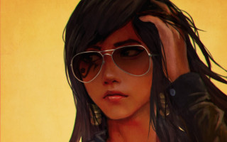 Woman long hair sunglasses yellow - long hair and sunglasses free wallpaper