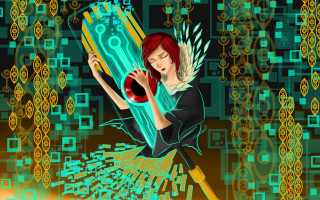 Woman trumpet cyberpunk angel wings - a trumpet free wallpaper