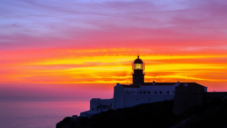 Lighthouse cliff sunset magicrealism puzzlebridge - almada negreiro free wallpaper