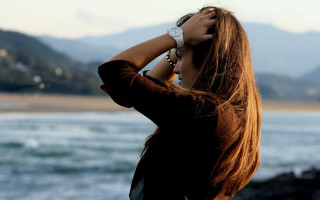 Woman beach ocean longhair horizon - woman free wallpaper