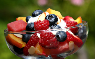 Fruit salad yogurt berries green - delaunay free wallpaper