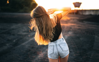 Woman flowing hair parking lot - flowing hair free wallpaper