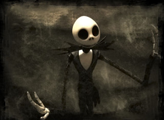 Creepy skeleton knife hand face - free dark wallpaper