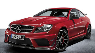 Red mercedes benz coupe garage - a white wall free wallpaper