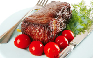 Meat tomatoes plate fork knife 2 - tomato free wallpaper