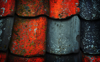 Red black tile roof white - a white dot free wallpaper