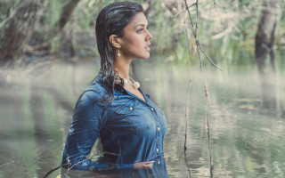 Woman water fog forest denim - a body of water free wallpaper