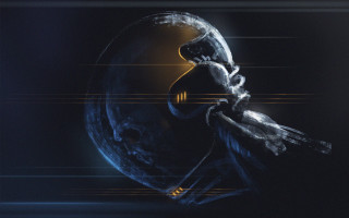 Futuristic person cellphone planet space - line free wallpaper