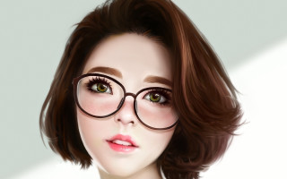Woman glasses white shirt serious - shaded free wallpaper