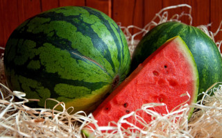 Watermelon straw half eaten closeup - cut free wallpaper