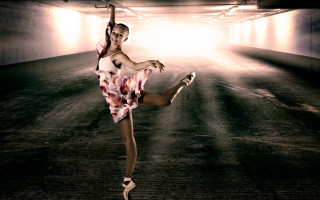 Woman dancing tunnel light beach - the tunnel free wallpaper