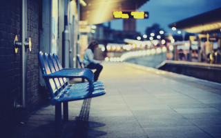 Train station night urban blur - a train free wallpaper