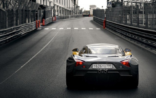 Black sports car bridge red - hard surface free wallpaper