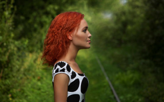 Woman red hair train track 2 - daphne mcclure free wallpaper