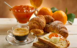 Bread coffee oranges stilllife surrealism - delaunay free wallpaper