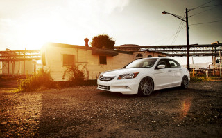 White car house dirt road - near free wallpaper