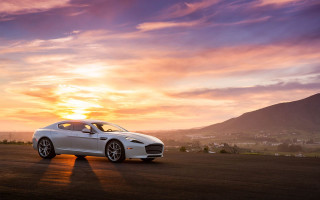White car sunset clouds beach - andrew law free wallpaper