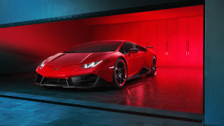 Red sports car garage photorealism - a garage free wallpaper
