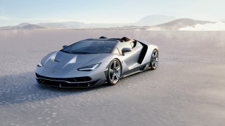 Silver sports car mountains blue - flat free wallpaper