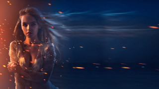 Woman longhair firework embers sparks - cedric seaut keos masons free wallpaper