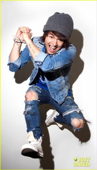 Man denim jacket jumping arms - art free wallpaper