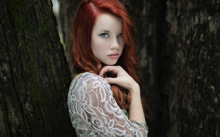 Red haired woman forest gothic 2 - andor basch free wallpaper