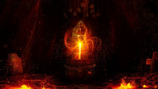 Glowing candle dark room fire - bastien l. deharme free wallpaper