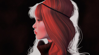 Red haired woman profile digital - long red hair free wallpaper