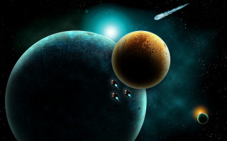 Space planet star foreground distant - a distant object in the foreground free wallpaper