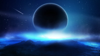 Black object sky bright light - a distant star in the background free wallpaper