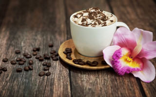 Coffee flower wooden table beans - a wooden table free wallpaper