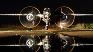 Plane runway night lights reflection - its reflection free wallpaper