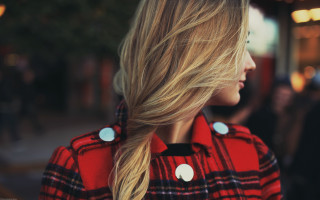 Blonde woman red coat white - a red coat free wallpaper
