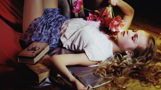 Woman flower hair laying book - david lachapelle free wallpaper