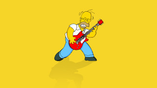 Cartoon character guitar yellow background - the bottom of the image free wallpaper