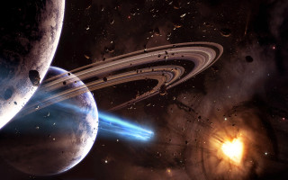 Space planet star bright blue - blue light free wallpaper