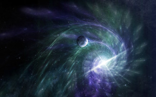 Space spiral stars planet blue - a space scene free wallpaper