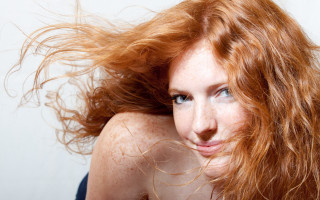 Red haired woman blowing wind 2 - the wind free wallpaper for desktop
