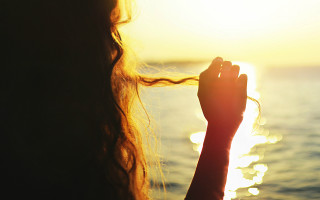 Woman sun beach evening water - sunlight free wallpaper