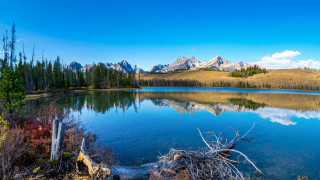 Lake mountains trees blue sky 15 - the sky free wallpaper