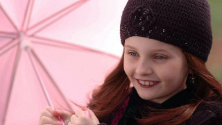 Young girl pink umbrella smiling - young free wallpaper