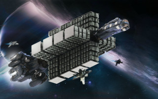 Space station aurora earth moon 2 - free space wallpaper