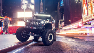 Jeep night city lights skyscraper - rim free wallpaper
