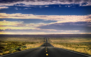 Long road dusk skyline mountain - a long road free wallpaper